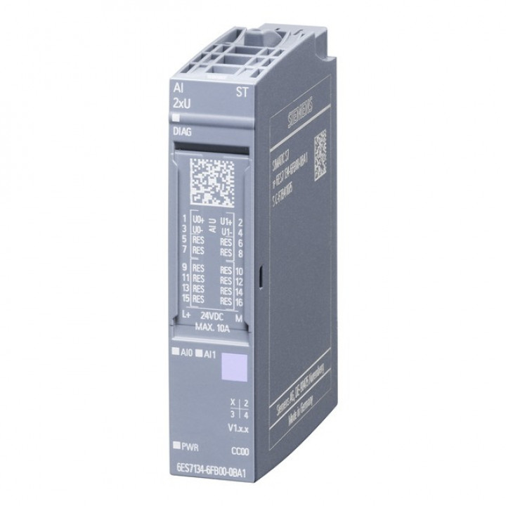 Модуль аналогового ввода Siemens Simatic 6ES7134-6FB00-0BA1 (AI 2X U ST, напряжение, 16 бит)