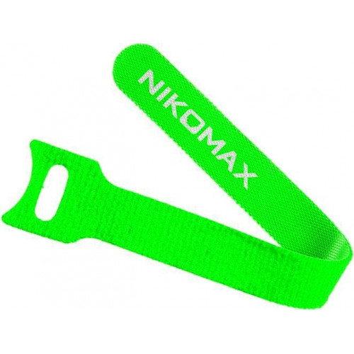 Стяжка-липучка NIKOMAX NMC-CTV310-16-SB-GN-10 (310х16 мм, для пучков до 85 мм, зеленая, 10 шт.)