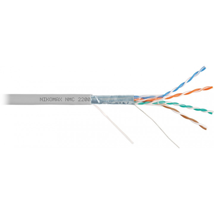 Кабель витая пара NIKOLAN NMC 2200A-GY (F/UTP, Cat.5e, 4 пары, 24AWG, серая бухта 305м)