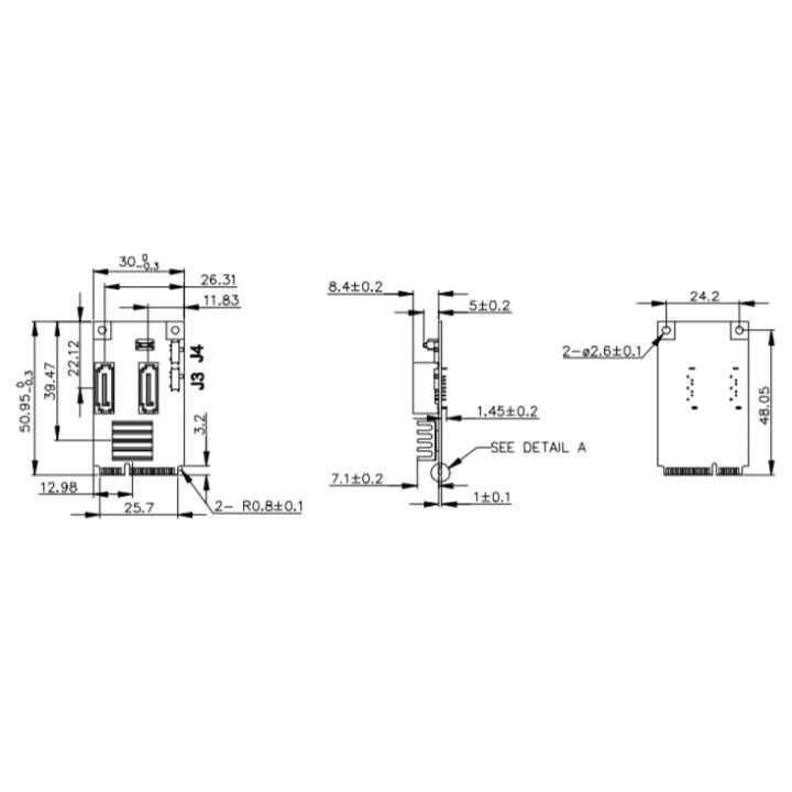 Модуль Cervoz EMPS-32R1-W1 (mPCIe to dual SATA III RAID Module Wide Temp)