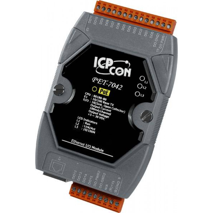 Модуль ICP DAS PET-7042 CR (16 каналов изолированного дискретного вывода типа Sink, PoE) Модуль ICP DAS PET-7042 CR (16 каналов изолированного дискретного вывода типа Sink, PoE)
