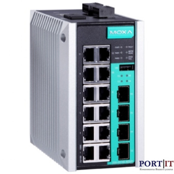 Управляемый коммутатор MOXA EDS-G516E-4GSFP (16 портов: 12x10/100/1000 + 4xSFP, -10..+60°C)