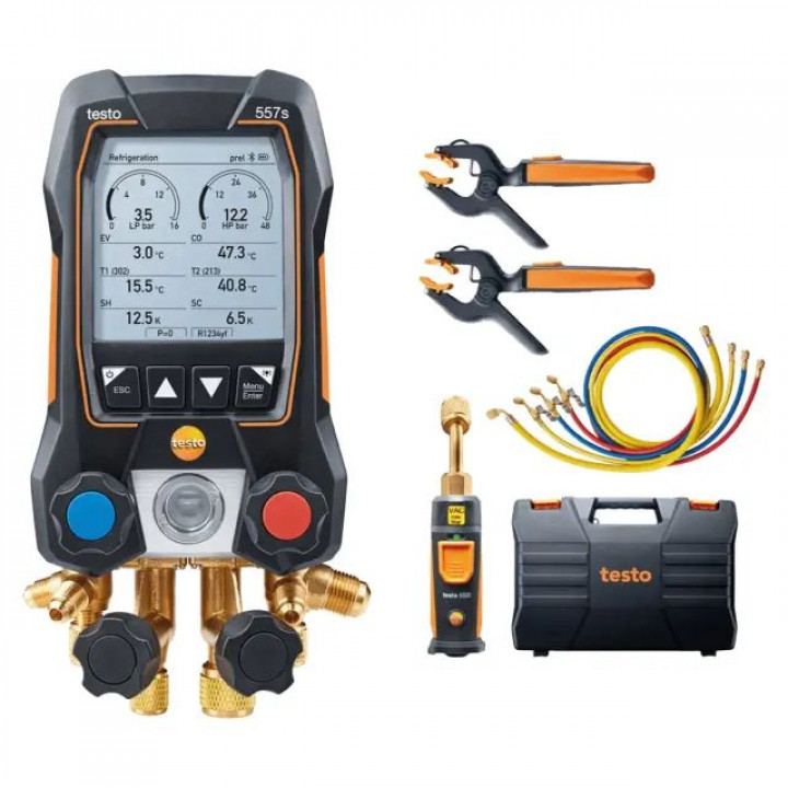 Цифровой манометрический коллектор Testo 557s (-1…60 бар, 4-ходовой, с шлангами)