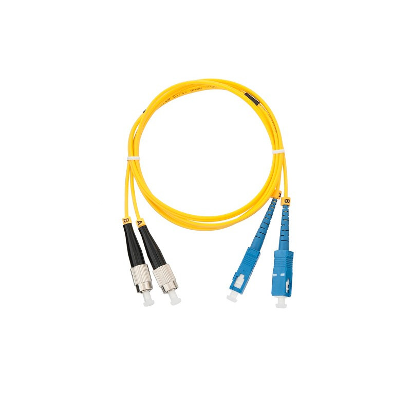 Шнур оптический переходной NIKOMAX NMF-PC2S2A2-SCU-FCU-003 (SM 9/125, SC/UPC-FC/UPC, PVC, D=2.0мм, двойной, 3м)