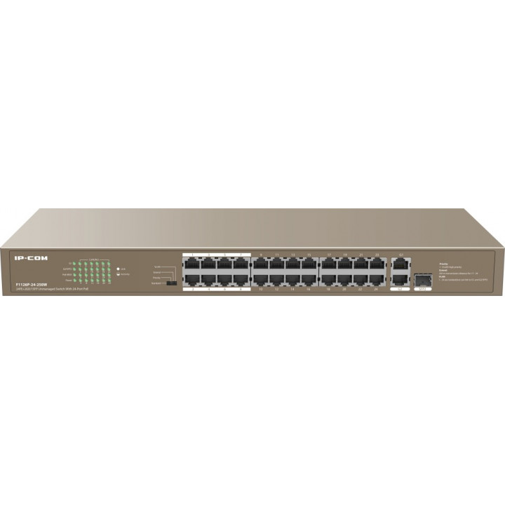 Коммутатор IP-COM F1126P-24-250W (24 порта PoE, 2 гигабитных, 1 SFP)