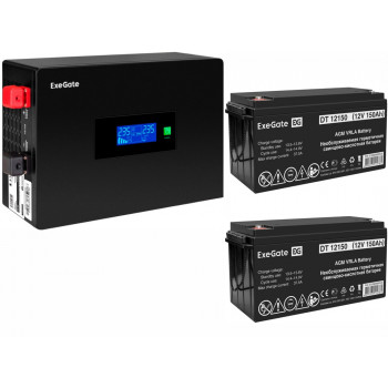 Источник бесперебойного питания Exegate IdealSine SR-1500.LCD.2SH + 2x DT 12150 (150Ач)