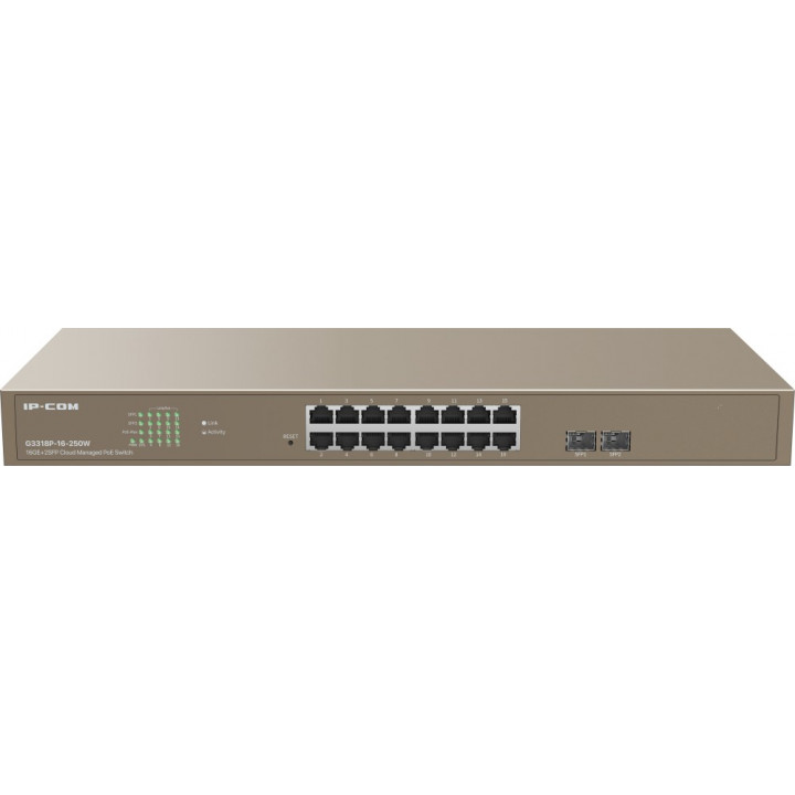 Коммутатор IP-COM G3318P-16-250W (16 портов PoE, управляемый, 2 SFP) Коммутатор IP-COM G3318P-16-250W (16 портов PoE, управляемый, 2 SFP)