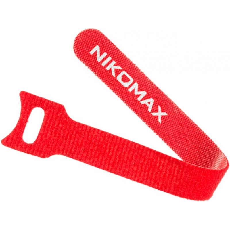 Стяжка-липучка NIKOMAX NMC-CTV310-16-SB-RD-10 (310х16 мм, для пучков до 85 мм, красная, 10 шт.)
