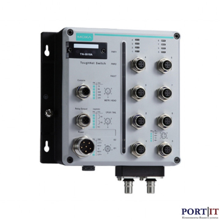 Управляемый коммутатор MOXA TN-5510A-2GLSX-ODC-WV-T (8x10/100, 2x1000BaseLSX, -40..+75°C)