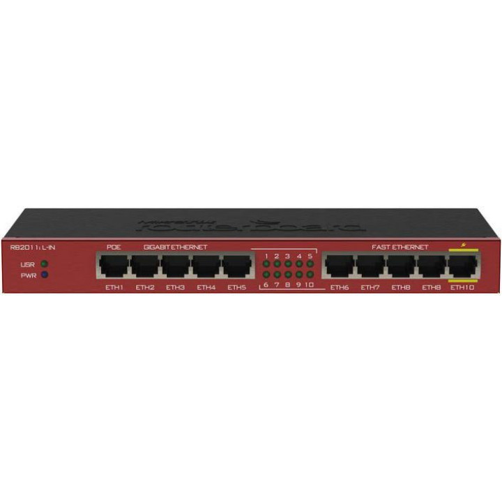 Маршрутизатор Mikrotik RB2011iL-IN (MIPS-BE 600 мгц, 64RAM, 5xGbit, 10xLAN, RouterOS L4)