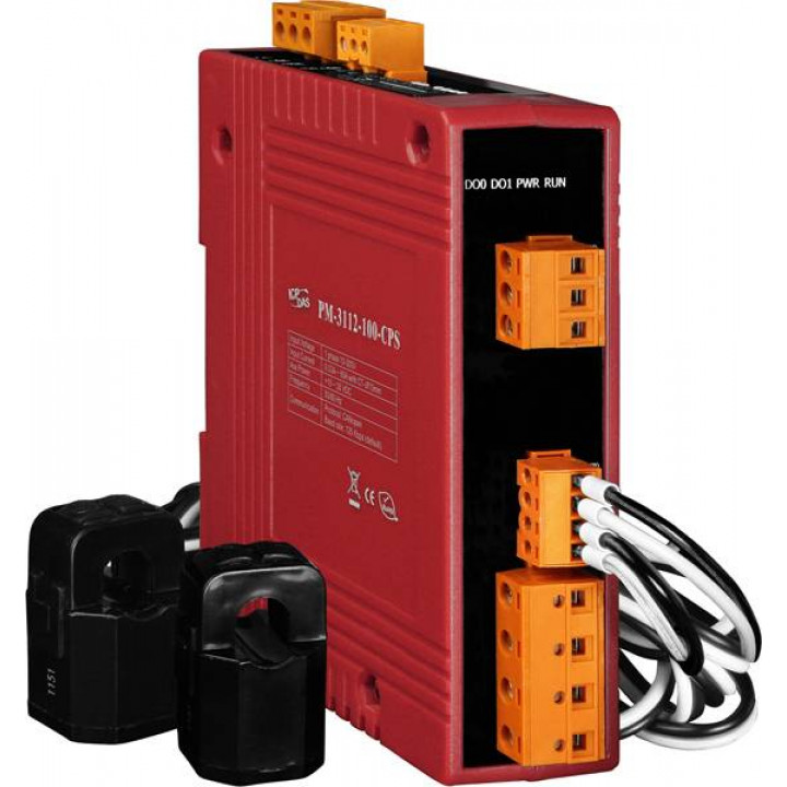 Интеллектуальный измеритель параметров сети ICP DAS PM-3112-100-CPS (однофазный, 2 петли, CANopen, кольца 60 А)