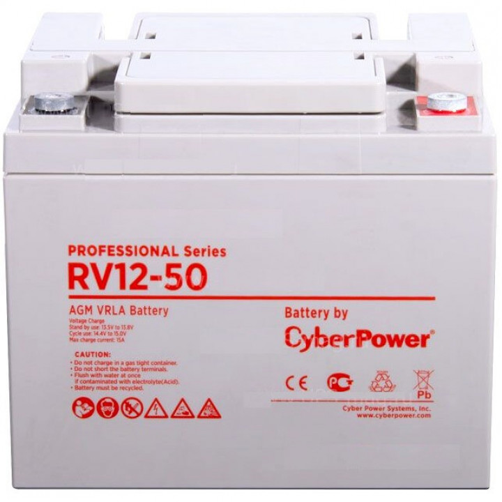 Аккумуляторная батарея CyberPower RV 12-50 (12V/50Ah, клемма М6) Аккумуляторная батарея CyberPower RV 12-50 (12V/50Ah, клемма М6)