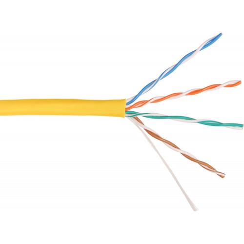 Кабель U/UTP 4 пары, категория 5e NIKOLAN NKL 4100A-YL (U/UTP, кат.5e, 100МГц, BC, 24AWG, PVC, желт.)