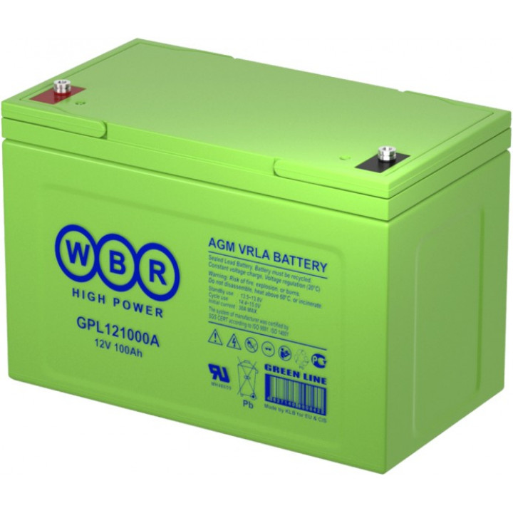 Аккумуляторная батарея WBR WBR GPL121000A (свинцово-кислотный, герметичный, 12 В/100 Ач, под болт М6) Аккумуляторная батарея WBR WBR GPL121000A (свинцово-кислотный, герметичный, 12 В/100 Ач, под болт М6)
