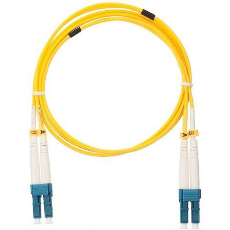 Шнур волоконно-оптический соединительный NIKOMAX NMF-PC2S2C2-LCU-LCU-005 (одномодовый 9/125мкм, OS2, LC/UPC-LC/UPC, двойной, 5м, желтый)