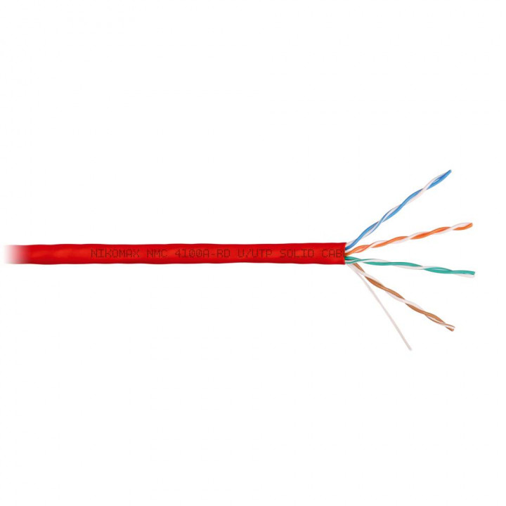 Кабель витая пара NIKOMAX NMC 4100A-RD (U/UTP, Cat.5e, 100 МГц, 24AWG, красный, 305м) Кабель витая пара NIKOMAX NMC 4100A-RD (U/UTP, Cat.5e, 100 МГц, 24AWG, красный, 305м)