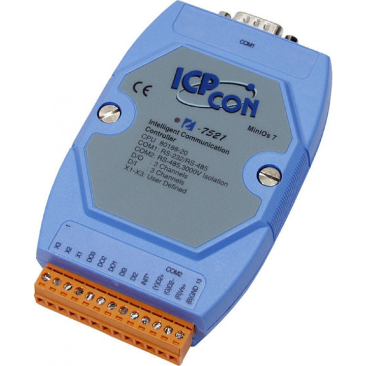 Контроллер ICP DAS I-7521 CR (программируемый, 2 COM-порта: 1xRS-232, 1xRS-485)