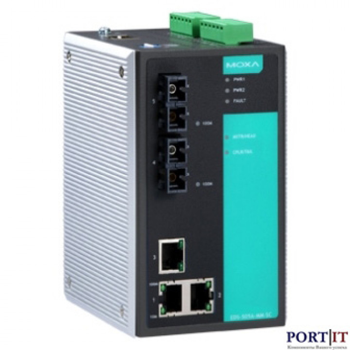 Управляемый коммутатор MOXA EDS-505A-SS-SC (5 портов: 3x10/100BaseT, 2x100BaseFX SS SC)