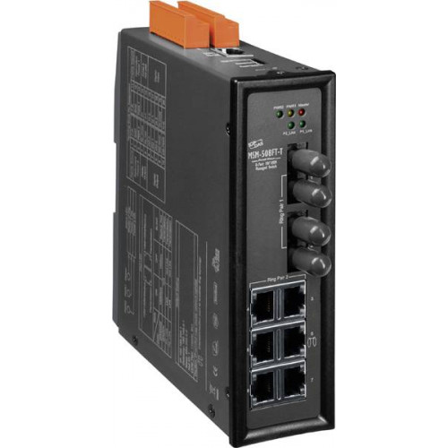 Промышленный коммутатор ICP DAS MSM-508FT-T CR (управляемый, 6x10/100BaseTX, 2x100BaseFX, многомод, ST, металл)