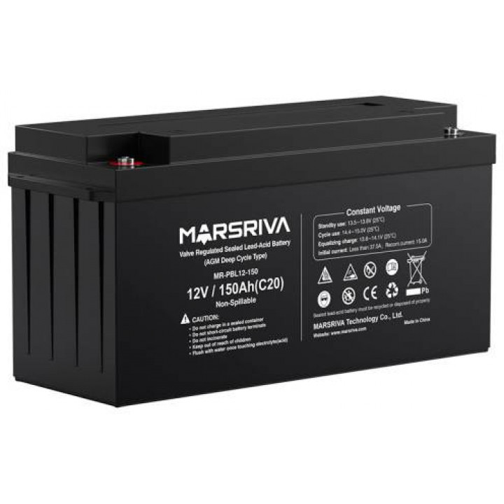 Аккумуляторная батарея MARSRIVA MR-PBL12-150 (AGM 12В, 150Ач, 42,5 кг) Аккумуляторная батарея MARSRIVA MR-PBL12-150 (AGM 12В, 150Ач, 42,5 кг)