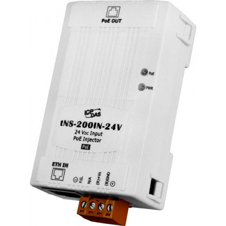 Инжектор ICP DAS tNS-200IN-24V CR (PoE инжектор для 1 порта, вход 24 В, RoHS)