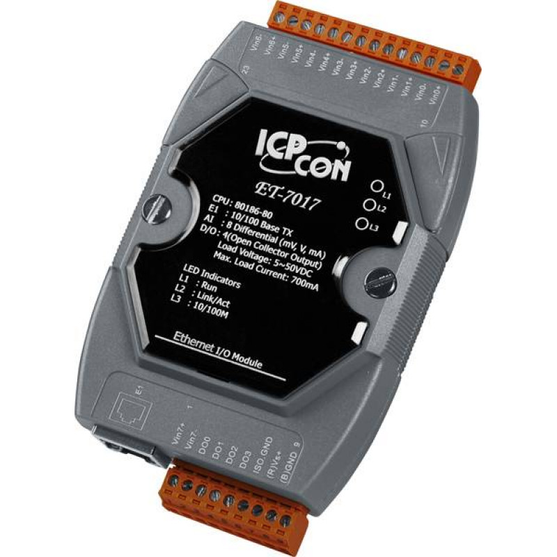 Модуль Ethernet I/O ICP DAS ET-7017 CR (8 AI, защита от перенапряжения, изолированные DO)