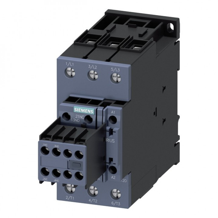 Контактор Siemens 3RT2038-1NB34 (37 кВт, 400В, 3-пол., 2НО+2НЗ, Us 20-33В AC/DC, S2)