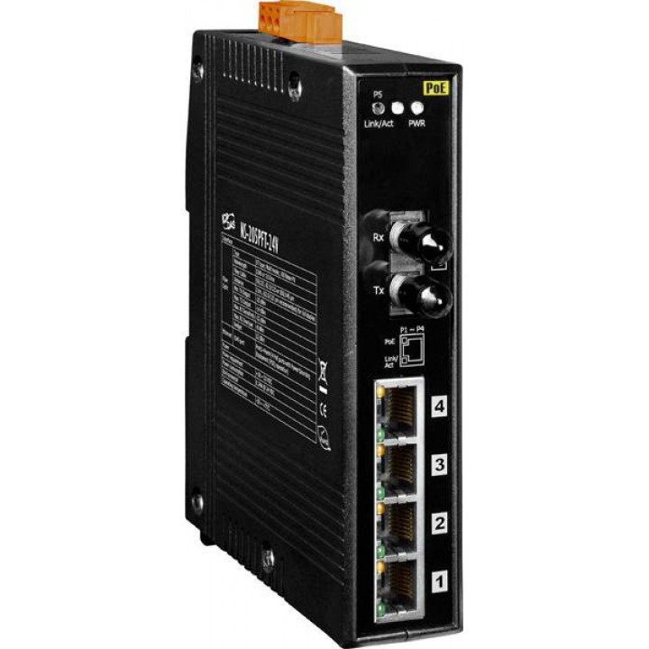 Промышленный коммутатор ICP DAS NS-205PFT-24V CR (4xPoE 10/100BaseTX, 1x10/100BaseFX, многомод, ST, питание 24 В) Промышленный коммутатор ICP DAS NS-205PFT-24V CR (4xPoE 10/100BaseTX, 1x10/100BaseFX, многомод, ST, питание 24 В)