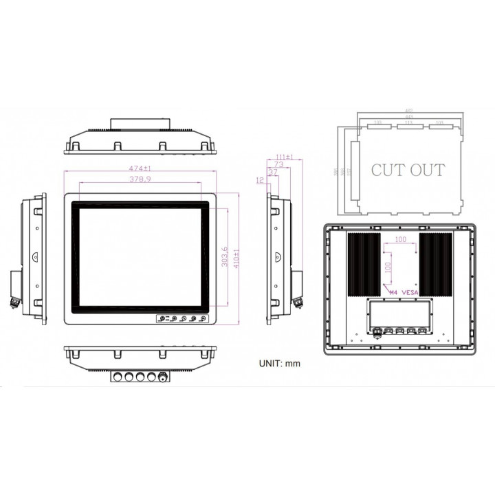 Панельный компьютер Winmate R19IB3S-67FTP-8-128-W10 (19", Intel Celeron N2930, 8ГБ RAM, 128ГБ SSD, IP67, ёмкостный экран, 9-36В)