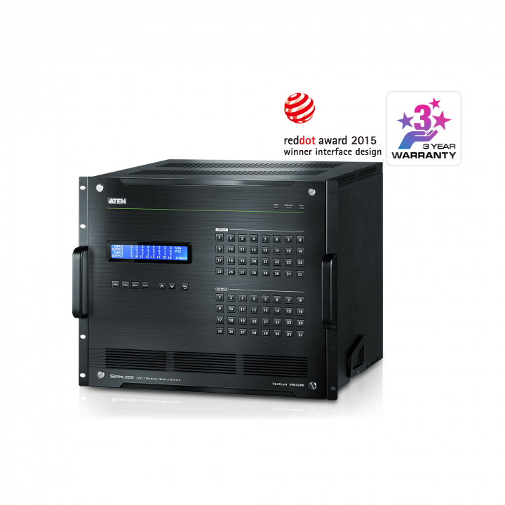 Модульный матричный коммутатор ATEN VM3200-AT-G (32x32, масштабирование, горячая замена модулей)
