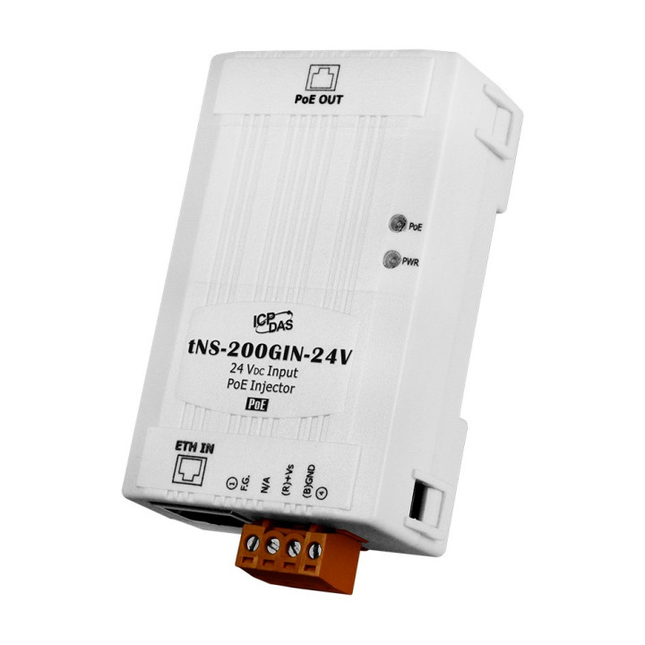 Инжектор ICP DAS tNS-200GIN-24V CR (IEEE 802.3af, 10/100/1000 Base-TX, 30 Вт, питание 24 В пост.)
