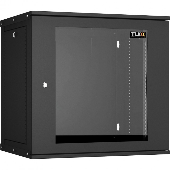Шкаф TLK TWI-126045-R-G-BK (19", 12U, стеклянная дверь, 600x569x450 мм, черный)