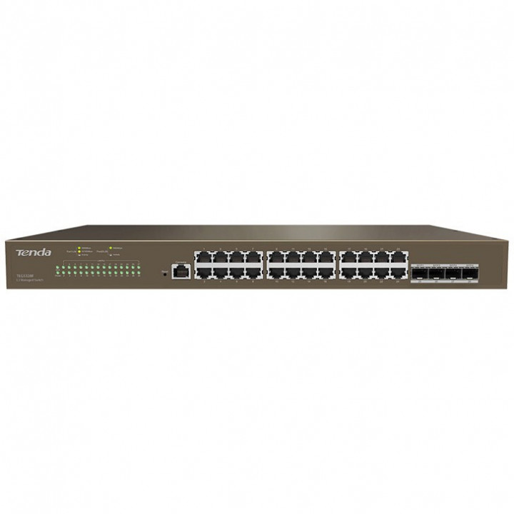 Коммутатор Tenda TEG5328F (24 порта 1GbE, 4 SFP, L3 управляемый) Коммутатор Tenda TEG5328F (24 порта 1GbE, 4 SFP, L3 управляемый)