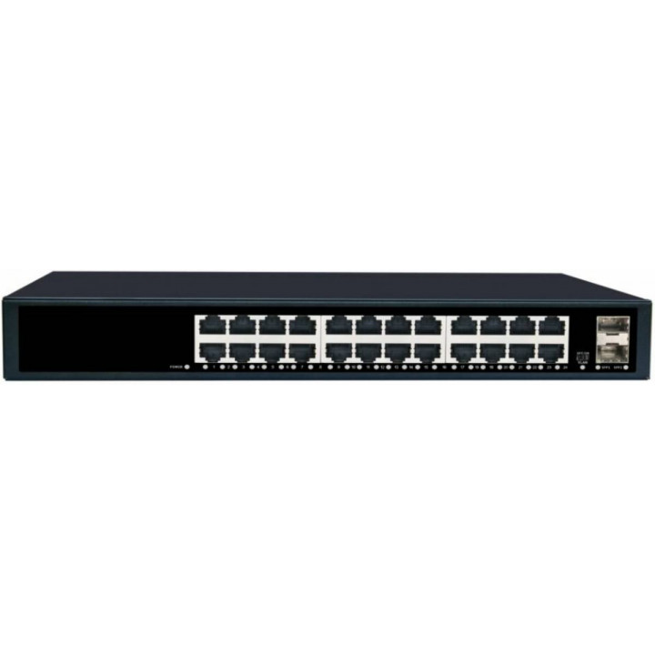Коммутатор NETLAN NLS-1226P (24x1Гбит/с PoE, 2 SFP, PoE бюджет 320W, неуправляемый)