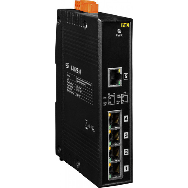 Промышленный коммутатор ICP DAS NS-205PSE-24V CR (Unmanaged 5-Port 10/100 Mbps PoE(PSE), 24 VDC Input)