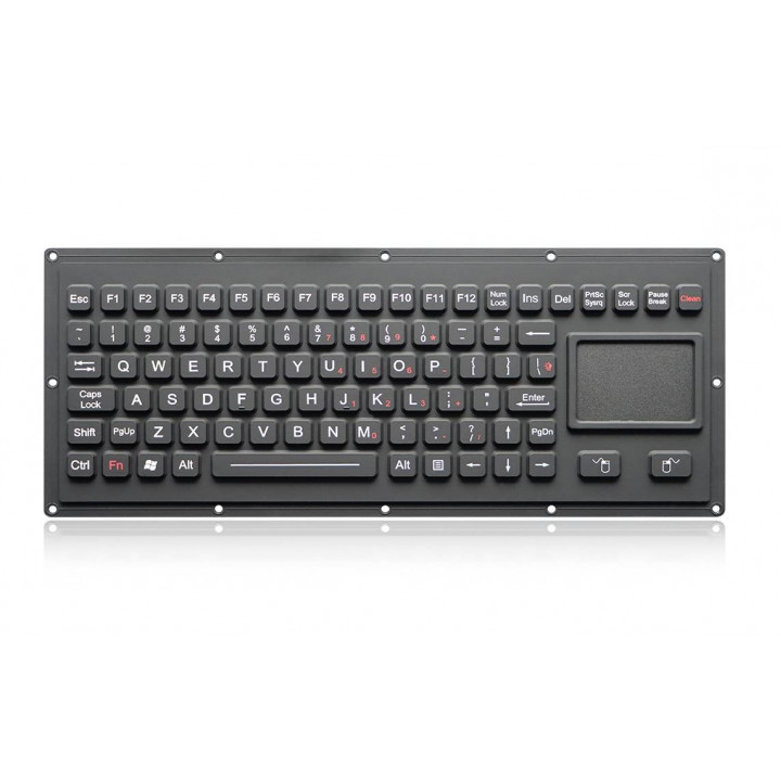 Промышленная клавиатура Key Technology K-TEK-M330TP-FN-BL-NV-EMC-OEM-US/RU-USB (встраиваемая, русифицированная, IP65, 89 клавиш, тачпад, красная подсветка, USB)
