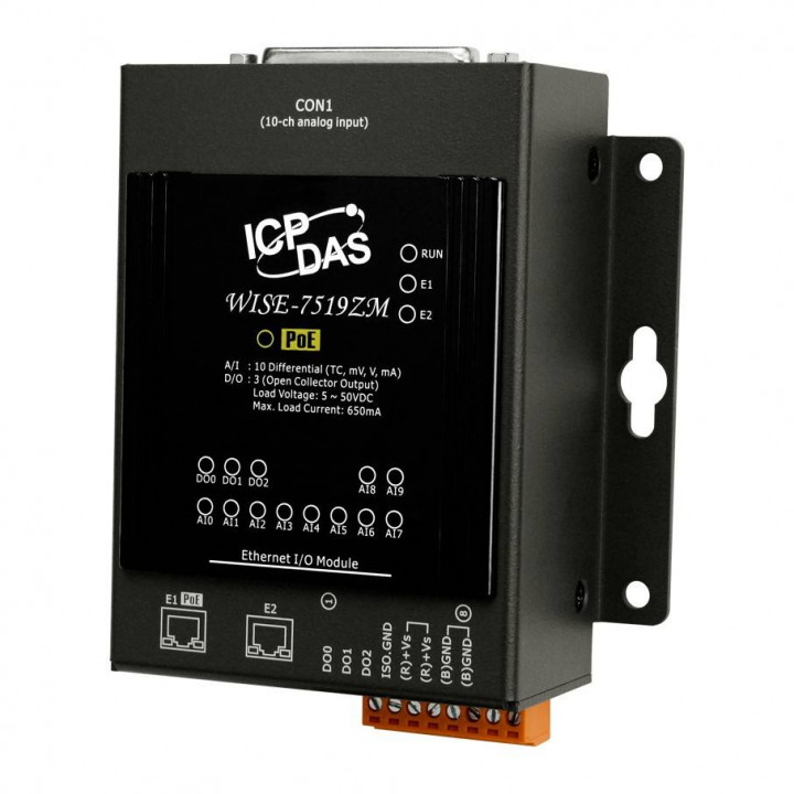 Модуль ввода-вывода ICP DAS WISE-7519ZM/S (10AI, 3DO, 2-port Ethernet, PoE)