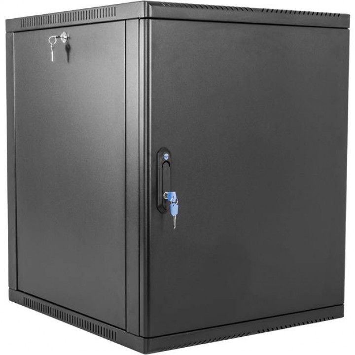 Шкаф телекоммуникационный настенный ЦМО ШРН-12.500.1-9005 (12U, 600x500, дверь металл, черный)