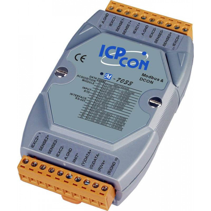 Модуль ICP DAS M-7033-G CR (3 аналоговых входа, термосопротивление, Modbus RTU) Модуль ICP DAS M-7033-G CR (3 аналоговых входа, термосопротивление, Modbus RTU)