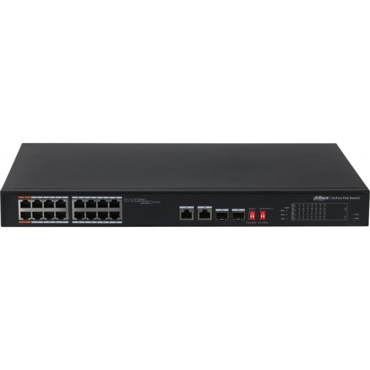 Коммутатор Dahua DH-PFS3218-16ET-135 (16x100 Мбит PoE, 2x1 Гбит, 135 Вт)