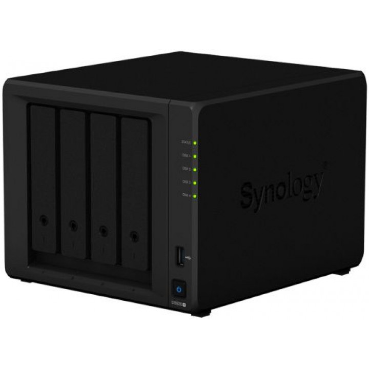 Сетевой накопитель Synology DS920+ (4x3.5/2.5", HDD/SSD SATA (2xNVMe), RAID 0/1/5/6/10/JBOD, 2xGbLAN, 2xUSB3.0, 1xeSATA, без HDD)