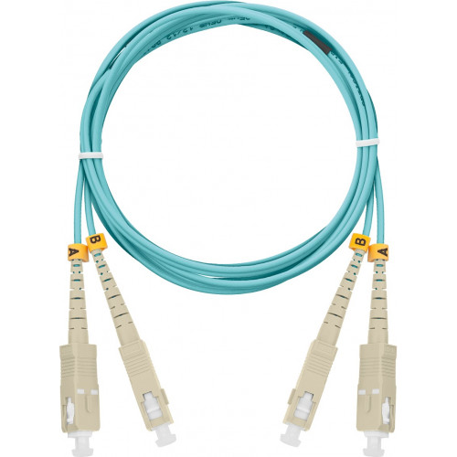 Шнур волоконно-оптический соединительный NIKOMAX NMF-PC2M3C2-SCU-SCU-003 (многомодовый 50/125 мкм OM3, SC/UPC-SC/UPC, двойной, 3 м, аква)