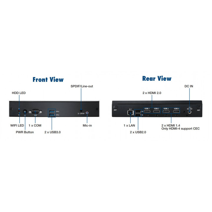 Ультракомпактный встраиваемый компьютер Advantech AIR-100-S61A1 (безвентиляторный, Intel Atom E3950, 4 Гб DDR3L, 64 Гб SSD, NVIDIA GT 1030)