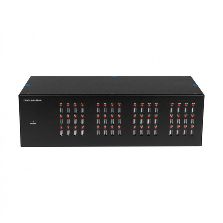 Управляемый USB HUB DistKontrolHUB-48 2.0 (48 портов USB 2.0, 480 Мбит/с, 19" 3U, Ethernet/Wi-Fi)
