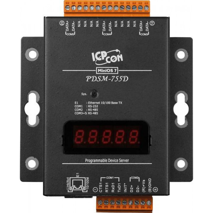 Сервер ICP DAS PDSM-755D CR (5-портовый программируемый сервер RS-232/RS-485 с индикацией) Сервер ICP DAS PDSM-755D CR (5-портовый программируемый сервер RS-232/RS-485 с индикацией)
