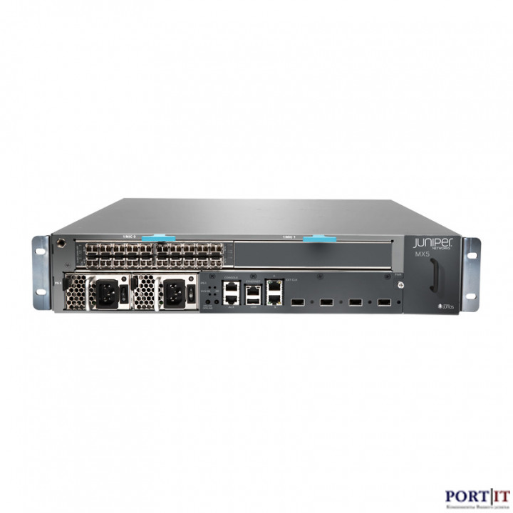 Маршрутизатор Juniper MX5-T-DC (2U, DC, 20 портов GE, производительность 20 Гбит/с)