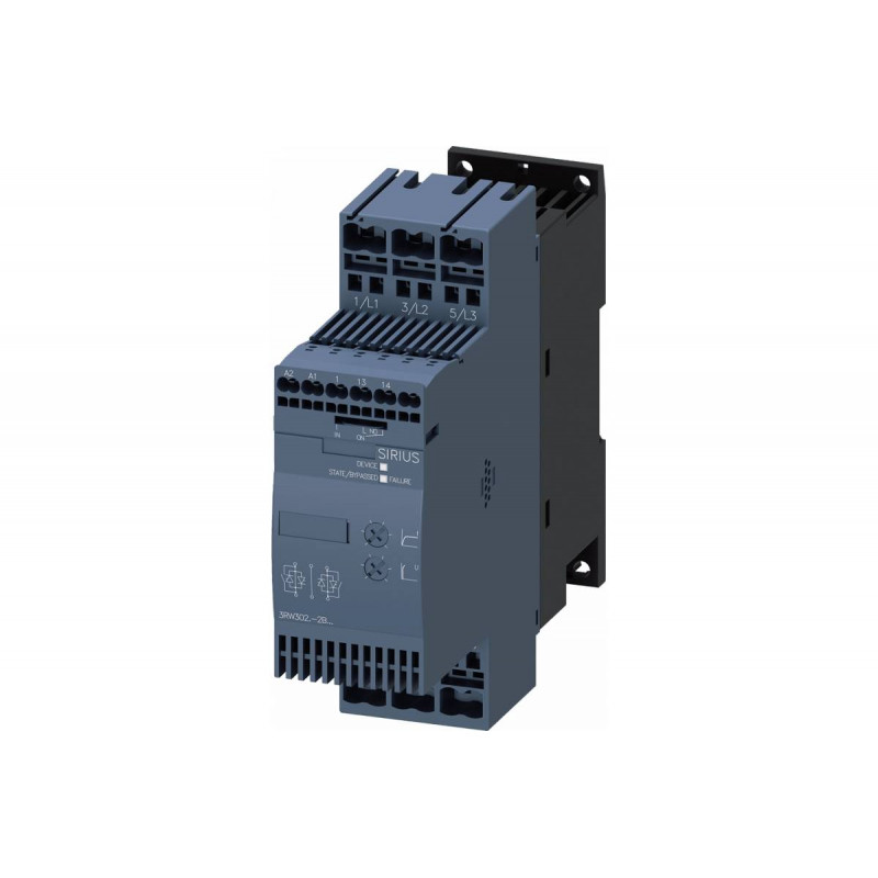 Устройство плавного пуска Siemens 3RW3028-2BB04 (Sirius, S0, 38A, 18.5Квт/400V, Us 24V AC/DC, пружинные клеммы)