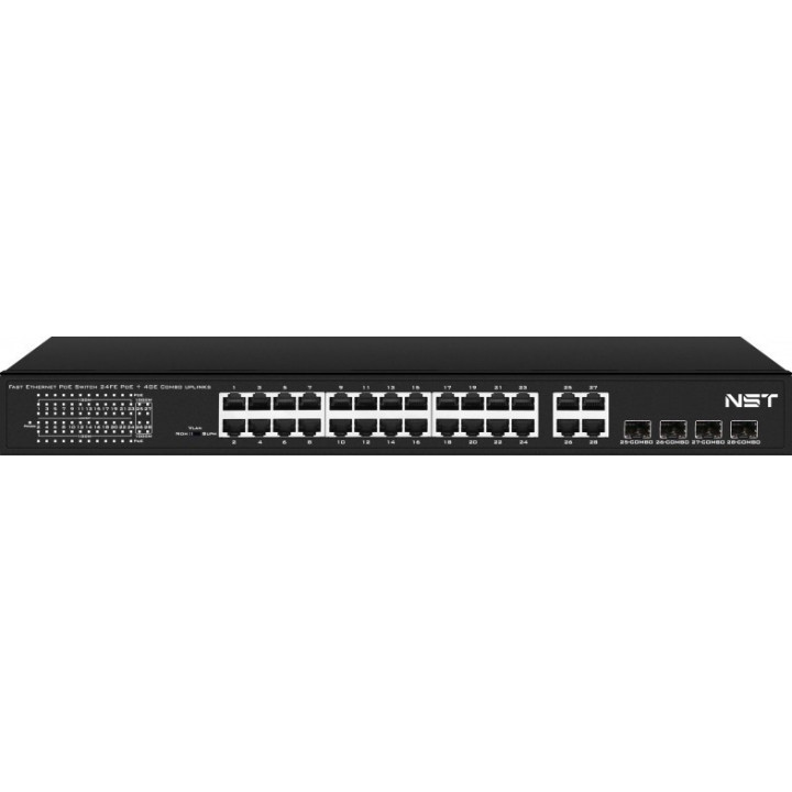 Коммутатор NST NS-SW-24F4G-P (24xFE PoE + 4xGE Combo, до 385W PoE) Коммутатор NST NS-SW-24F4G-P (24xFE PoE + 4xGE Combo, до 385W PoE)