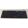 Промышленная клавиатура Key Technology K-TEK-M380KP-FN-DT-BL-B-US/RU-USB (настольная, силиконовая, чёрная, IP68, русифицированная, 110 клавиш, синяя подсветка, антимикробная, USB)