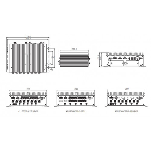 Многослотовый встраиваемый компьютер Axiomtek UST500-517-FL-8RJ8M12-4SATA-TDC (безвентиляторный)